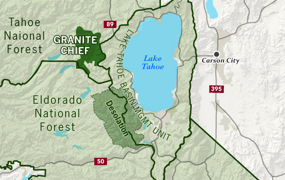 area map of Granite Chief Wilderness