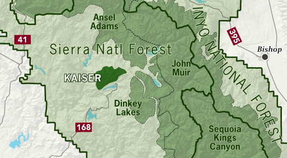 area map of Kaiser Wilderness