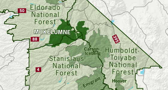 area map of Mokelumne Wilderness